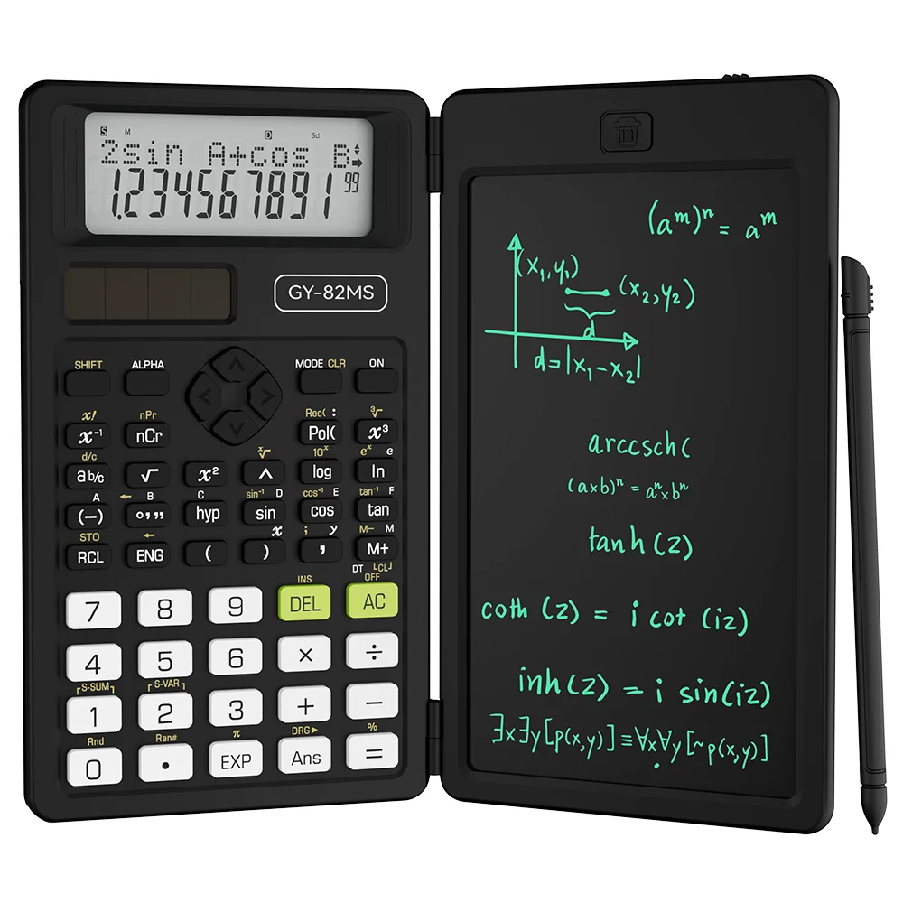Calculadora científica plegable 2 en 1 y tableta de escritura de 6 pulgadas, pantalla LCD de 82MS y 240 funciones para estudiantes universitarios y profesores