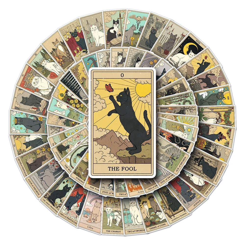 10/30/78 Uds. Pegatinas de Tarot estilo gato clásico Vintage calcomanías de decoración divertidas juguete para regalo PVC DIY maleta para portátil guitarra monopatín