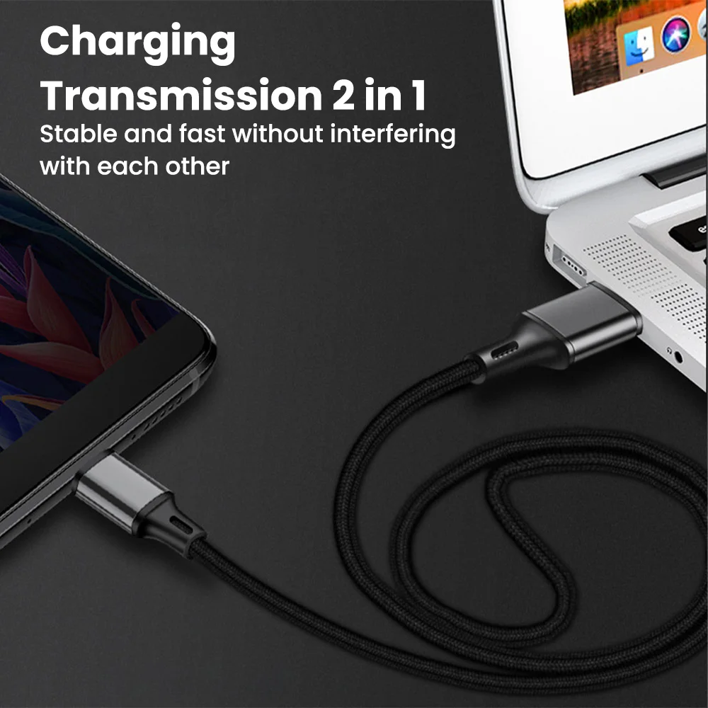 Cable USB Micro Tipo C de 25 cm, Cable de Carga Rápida y Transferencia de Datos para iPhone, Xiaomi, Samsung, Power Bank, Cable USB C con Trenzado de Nailon