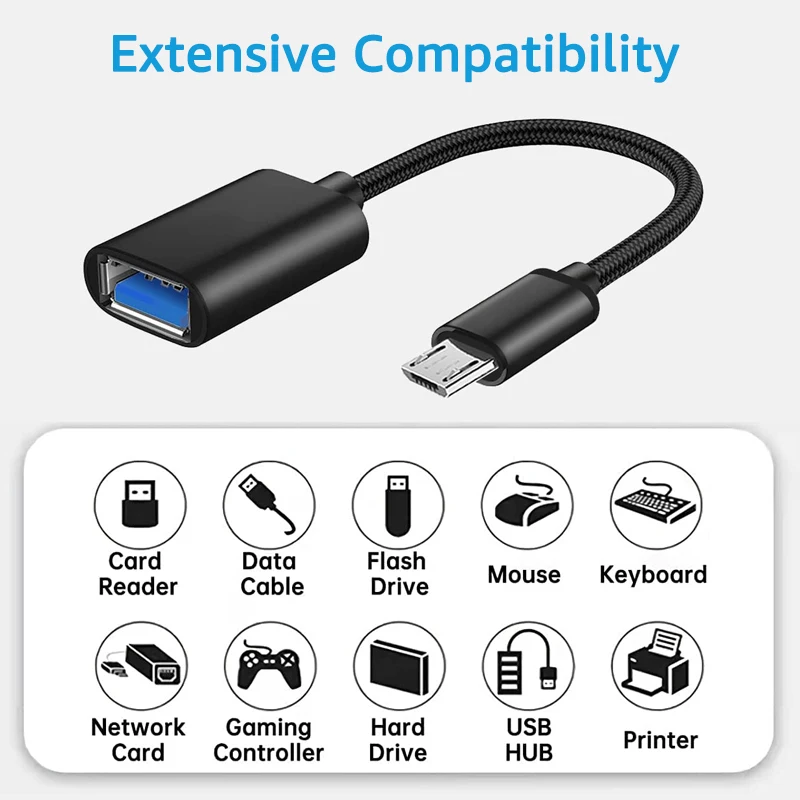 Adaptador Micro USB OTG, adaptador de Cable Micro USB macho a USB 2,0 hembra para Samsung, Huawei, Xiaomi, teléfono Android, unidad Flash USB