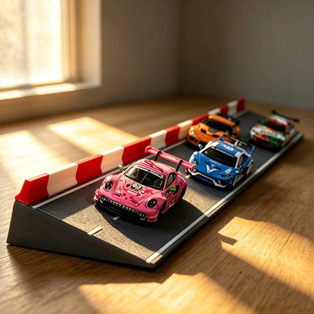 Modelo de Coche a Escala Pequeña, Escena de Pista de Carreras Simulada 1:64, Vitrina Acrílica, Caja de Almacenamiento Universal Hotwheels, Decoración de Escritorio, Adorno