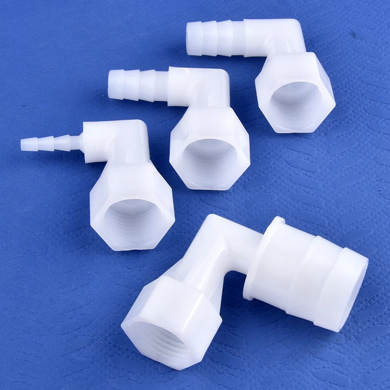 Conectores de codo de Pagoda de rosca hembra, 5 ~ 200 piezas, 1/2 pulgadas, 4 ~ 25mm, tubo de agua en forma de L para riego de jardín, adaptador de manguera para pecera