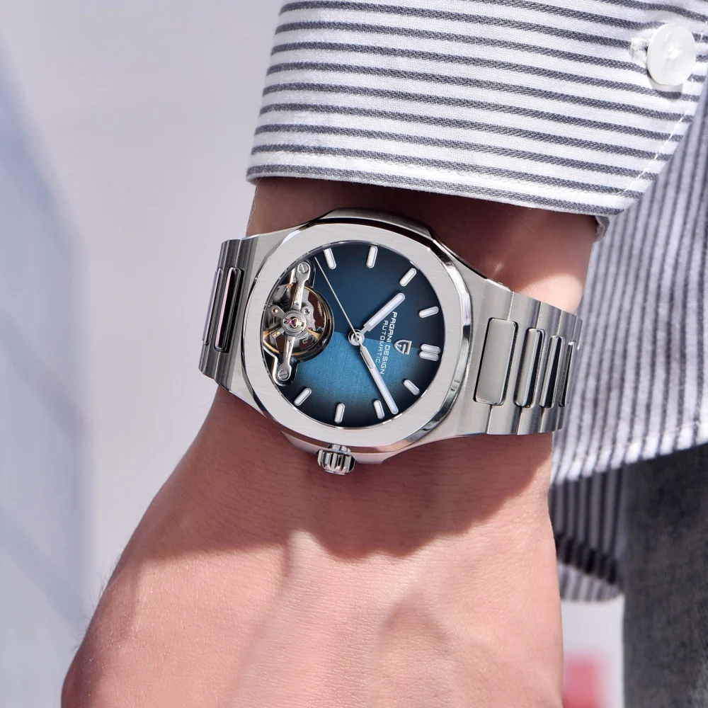 PAGANI DESIGN, nuevo reloj Tourbillon mecánico ahuecado para hombre, reloj deportivo elegante con zafiro resistente al agua, reloj de acero 316L Movt japonés