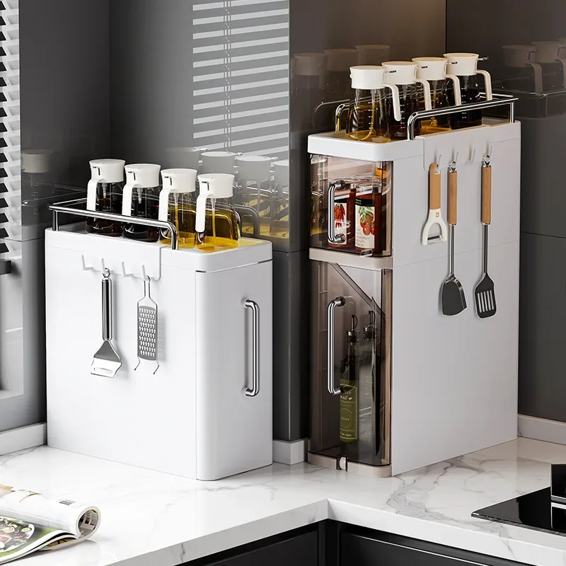 Estantes de especias de cocina de 2/3 capas, estante organizador de especias extraíble, almacenamiento multifuncional de salsa de aceite y vinagre para el hogar
