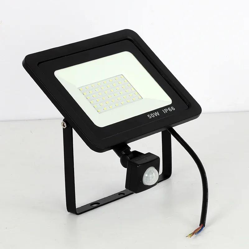 Reflector LED de Inducción de 10W 20W 30W 50W 100W con Sensor PIR Ajustable, 110V 220V, para Iluminación Exterior de Calles y Plazas