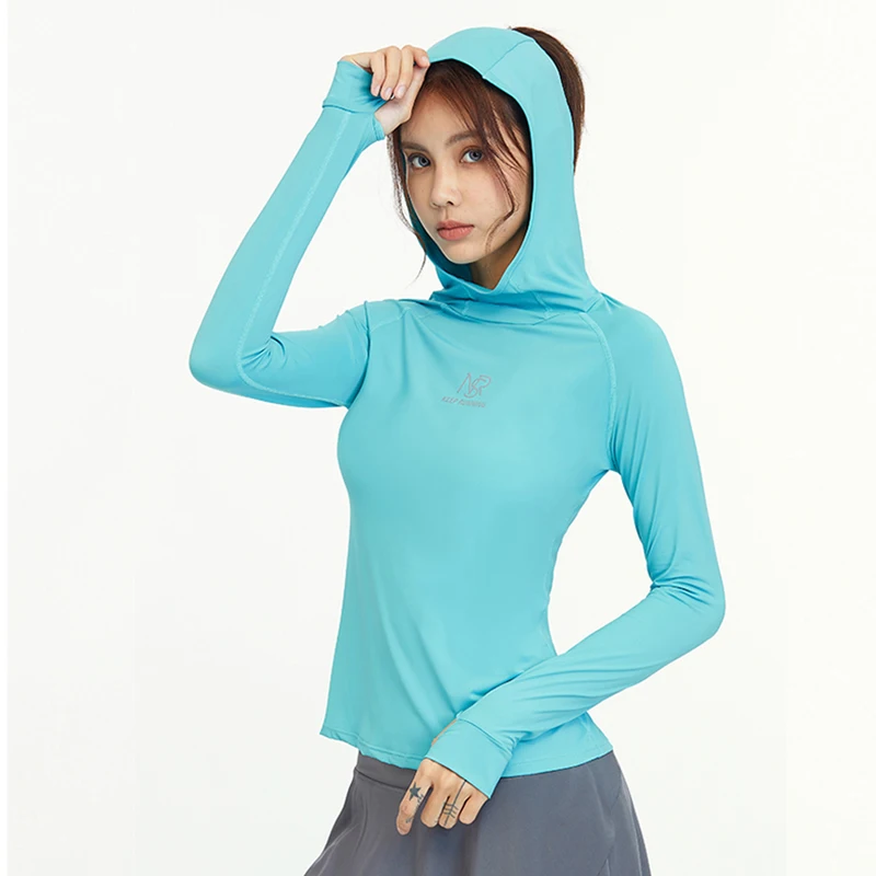Camiseta deportiva con capucha para mujer, ropa deportiva de manga larga para entrenamiento atlético, Golf, tenis, Yoga, gimnasio, correr, 2024