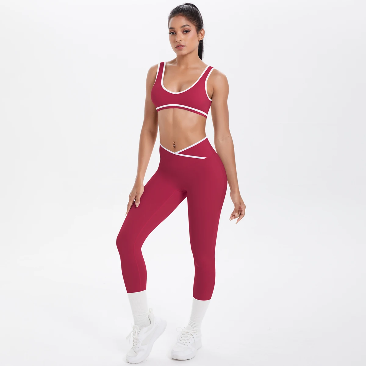 Conjunto de pantalones y sujetador de Yoga para mujer, Top de entrenamiento de Color sólido, conjunto deportivo de realce de entrenamiento de alta resistencia, mallas de Yoga para correr al aire libre, 2 uds.