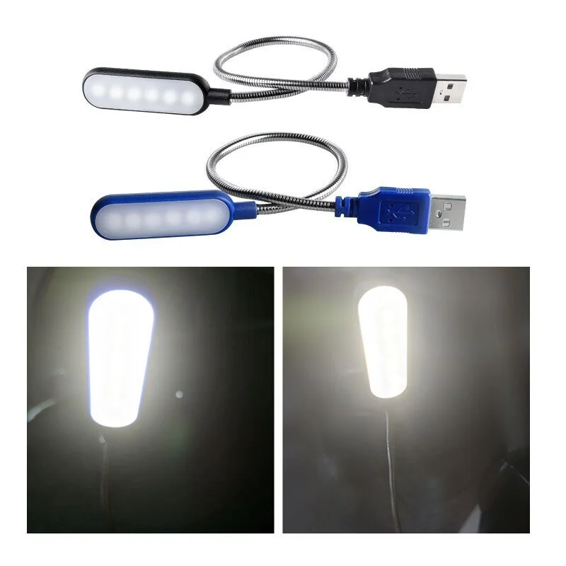 Lámpara de lectura LED USB portátil, Mini Luz de libro, luces nocturnas plegables para acampar, lámparas de mesa para banco de energía, PC, Notebook, portátil