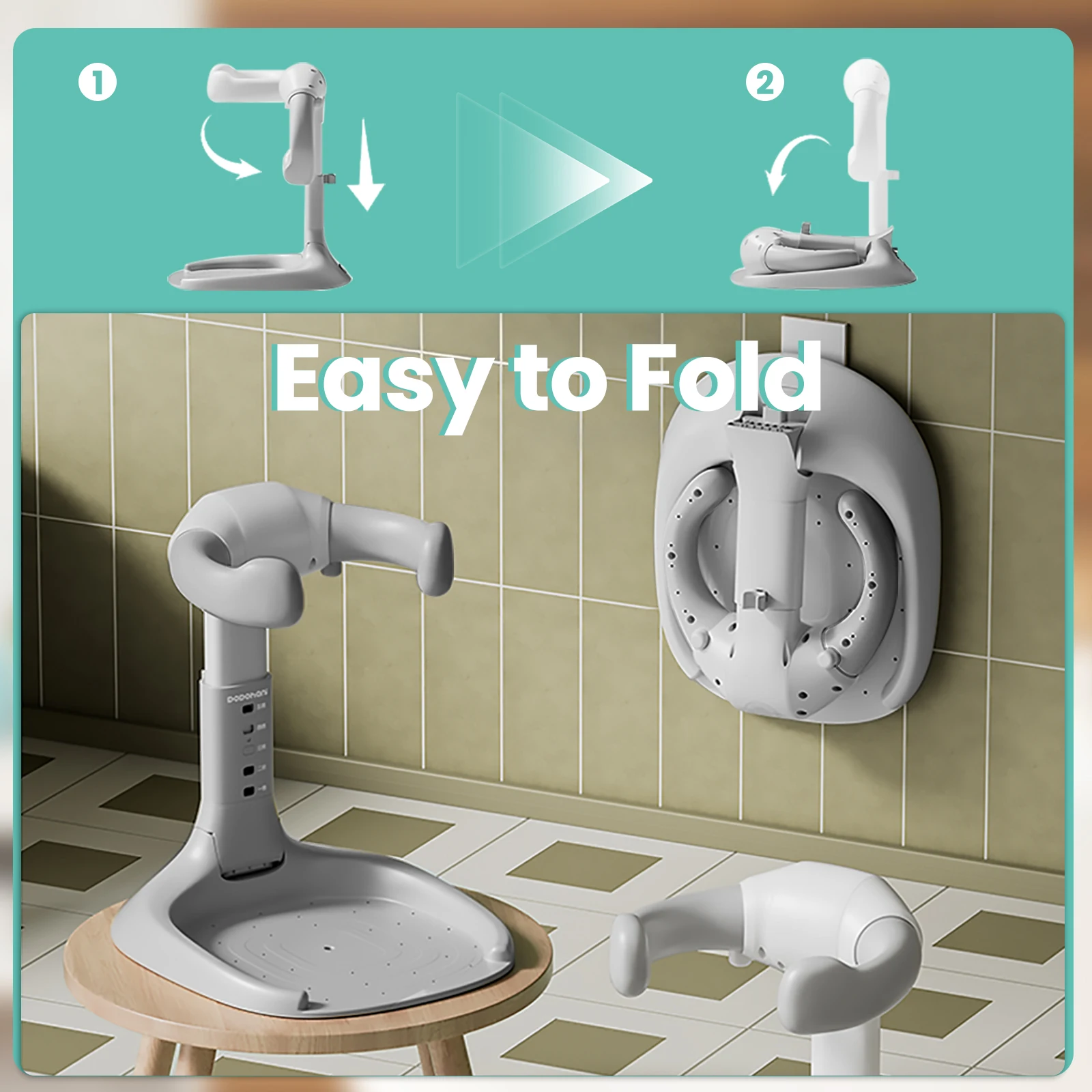 Soporte de baño plegable para bebé, soporte de baño para bebé portátil y ajustable para baño de pie para niños de 6 a 24 meses, con base antideslizante