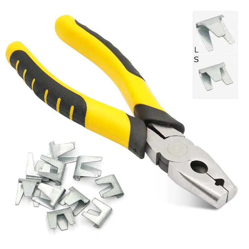 Abrazadera de reparación de instalación de jaula para mascotas, alicates para jaula de encuadernación para jaula de codorniz y pollo, alicates para abrazadera de conejo y pájaro con Clips de hebilla para jaula de clavos