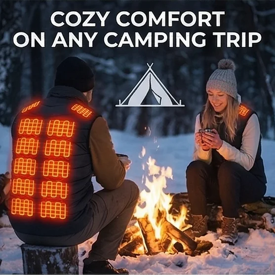 Chaleco Térmico Inteligente de Invierno con Calentamiento Rápido, 25 Zonas de Calor, 3 Ajustes de Temperatura, Control de 4 Zonas, Puerto USB para Hombres, para Actividades al Aire Libre