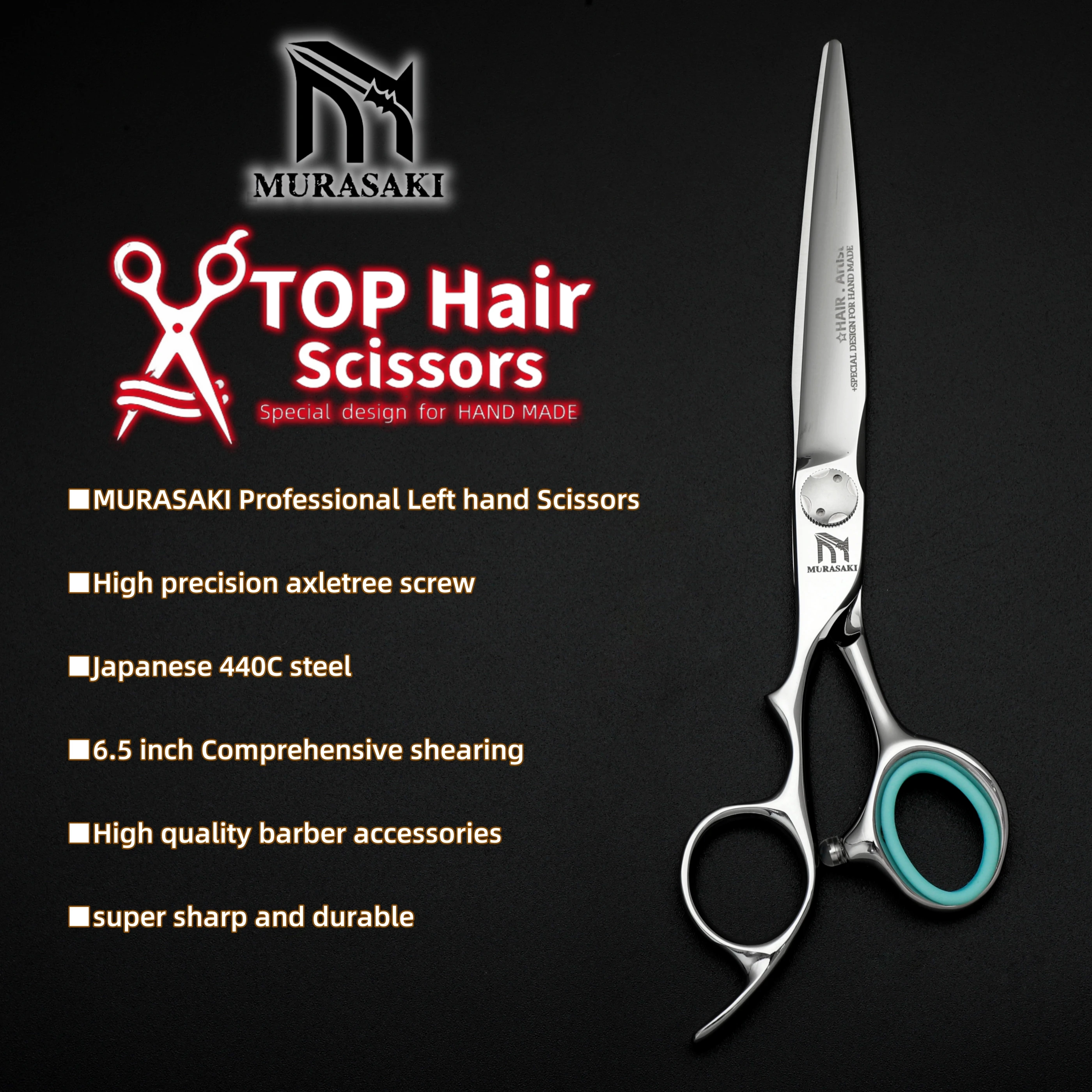 Tijeras Profesionales para Zurdos, Tijeras para Corte de Cabello de 6-6.5-6.8 Pulgadas, Acero Japonés 440C, Accesorios de Alta Calidad para Peluquería