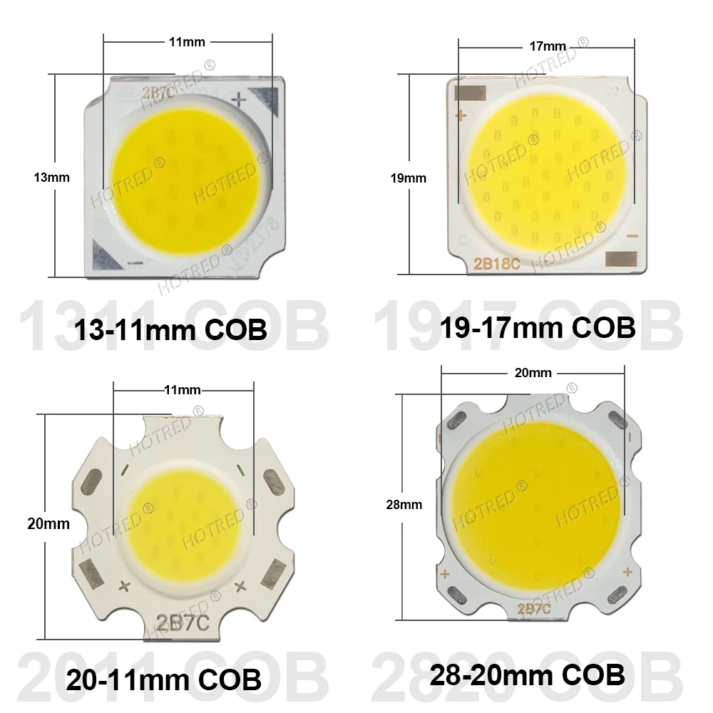 10-50 Uds COB LED 3W 5W 7W 10W 12W 15W 18W 30W 36W blanco cálido frío neutro 13mm 20mm 28mm 1919 Chips lámpara foco Downlight DIY