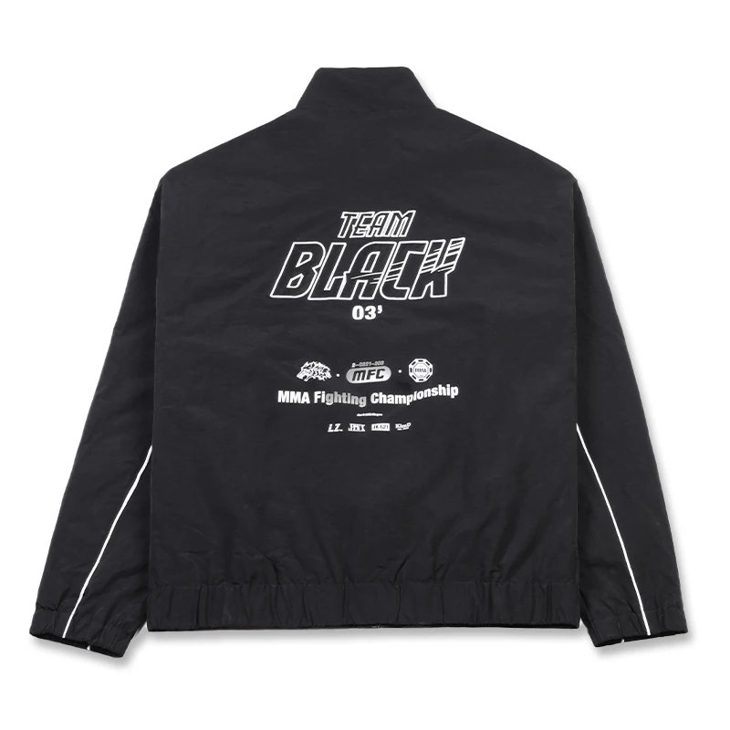 Jinx Team-Chaqueta negra cortavientos Unisex, abrigo deportivo para hombre y mujer, ropa deportiva holgada, Top de manga larga bordado, prendas de vestir exteriores Y2k