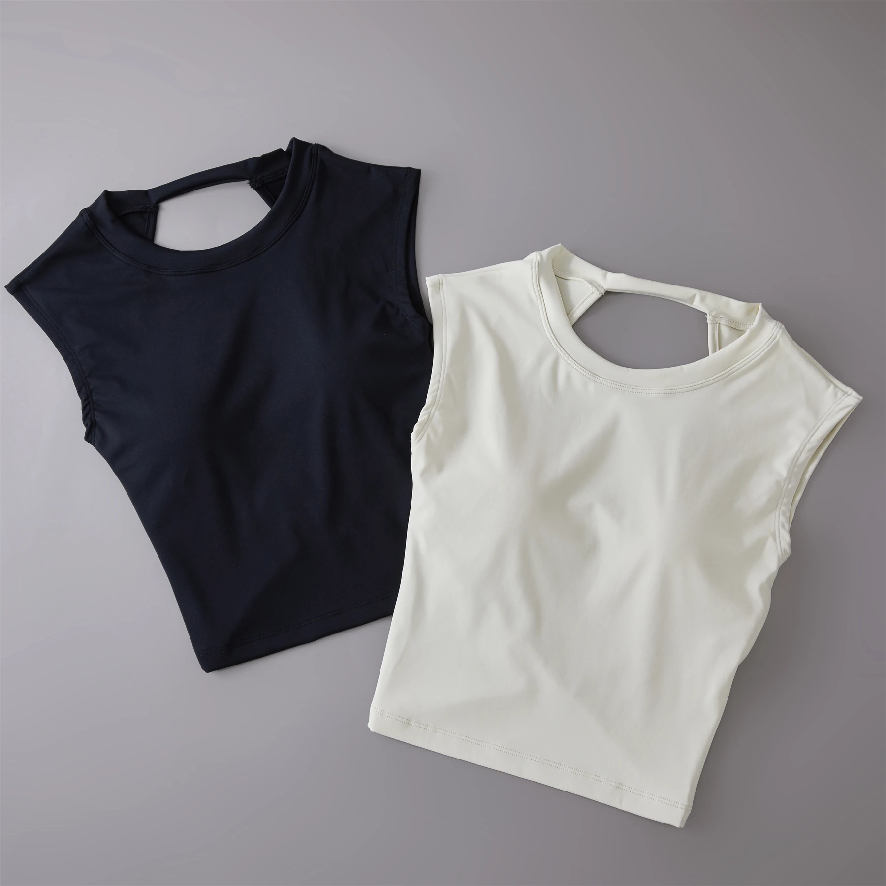Camiseta deportiva corta con espalda descubierta para mujer, Camiseta deportiva de manga corta con almohadilla fija para el pecho, Tops de Yoga sexys, chaleco de Fitness adelgazante de cintura