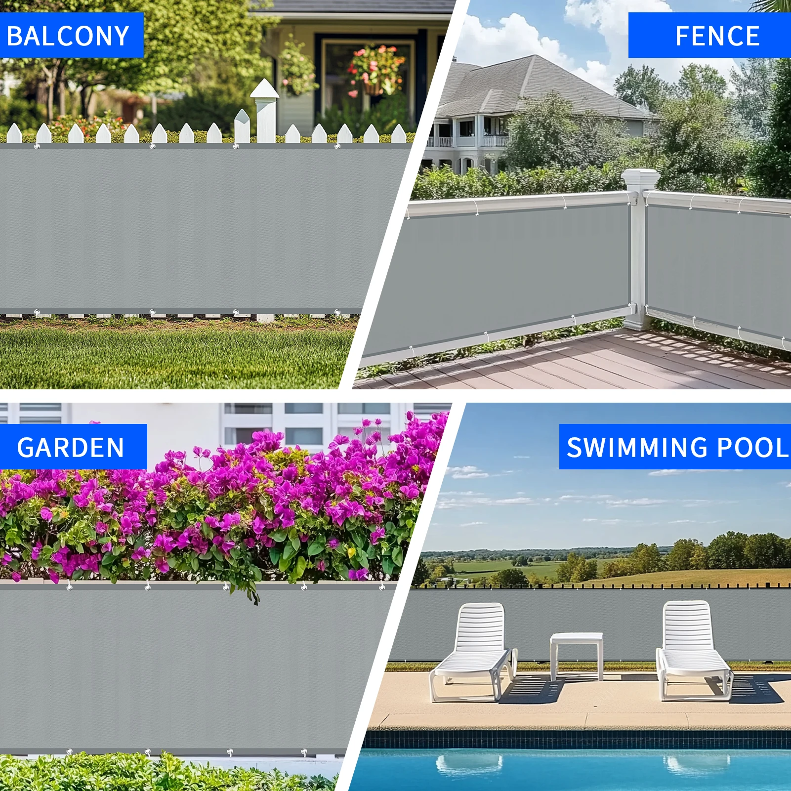 Tela de sombra de privacidad para balcón, valla impermeable, red parasol, protección UV 95% para jardín, refugio, cubierta, barandilla de porche, decoración de piscina