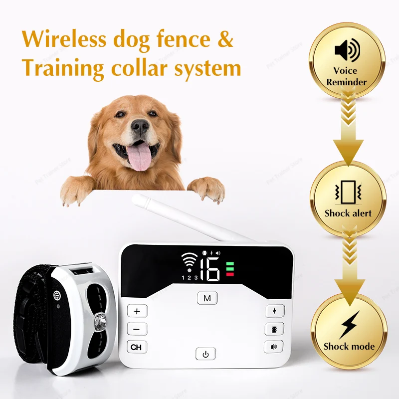 Valla eléctrica inalámbrica 2 en 1 para mascotas, Collar de entrenamiento para perros, antironquidos, hasta 3 perros, sistema recargable de contención para mascotas al aire libre