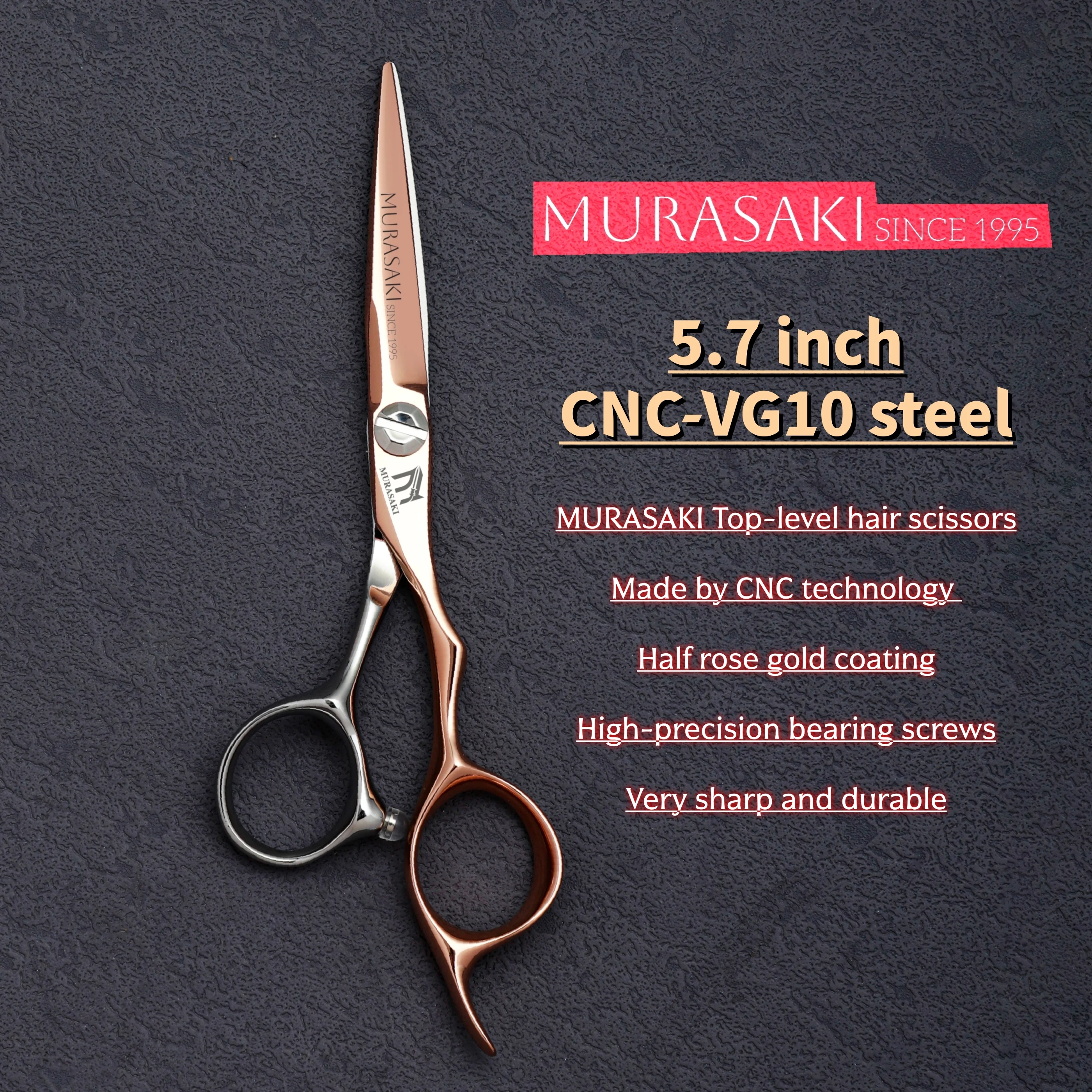 Tijeras de peluquería MURASAKI CNC, tijeras de peluquero de 5,7-6,3-6,8 pulgadas, acero japonés VG10, accesorios de peluquería de alta gama