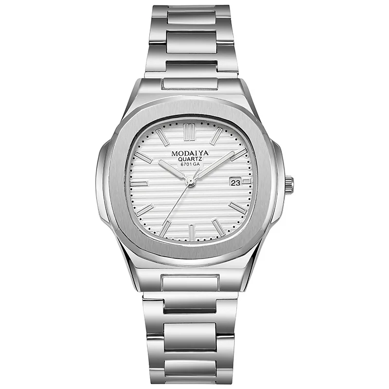 Reloj de Pulsera de Cuarzo Cuadrado de Negocios de Lujo de Moda, Diseño Clásico de Esfera con Rayas y Correa de Acero Inoxidable para Hombre, Relogio