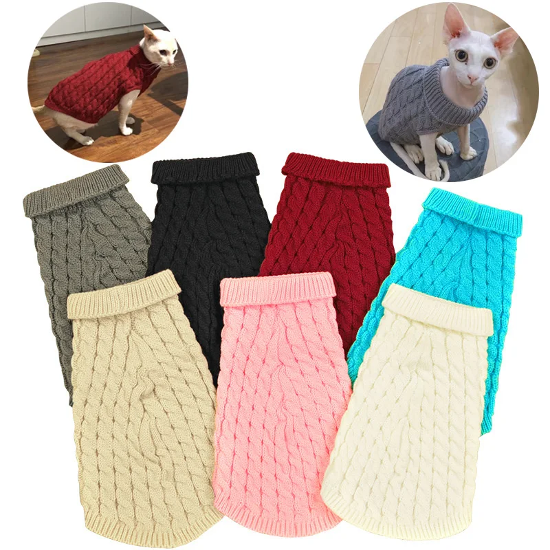 Suéteres para Gatos y Cachorros, Suéter Tejido para Mascotas de Otoño e Invierno, Jersey para Perros Pequeños, Gatos, Gatitos, Ropa para Sphynx, Ropa para Gatos
