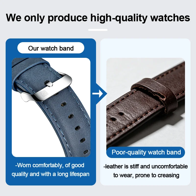 Marca NAVIFORCE, relojes de cuarzo a la moda para hombre, correa de cuero para hombre, relojes de pulsera deportivos impermeables, reloj calendario, reloj Masculino