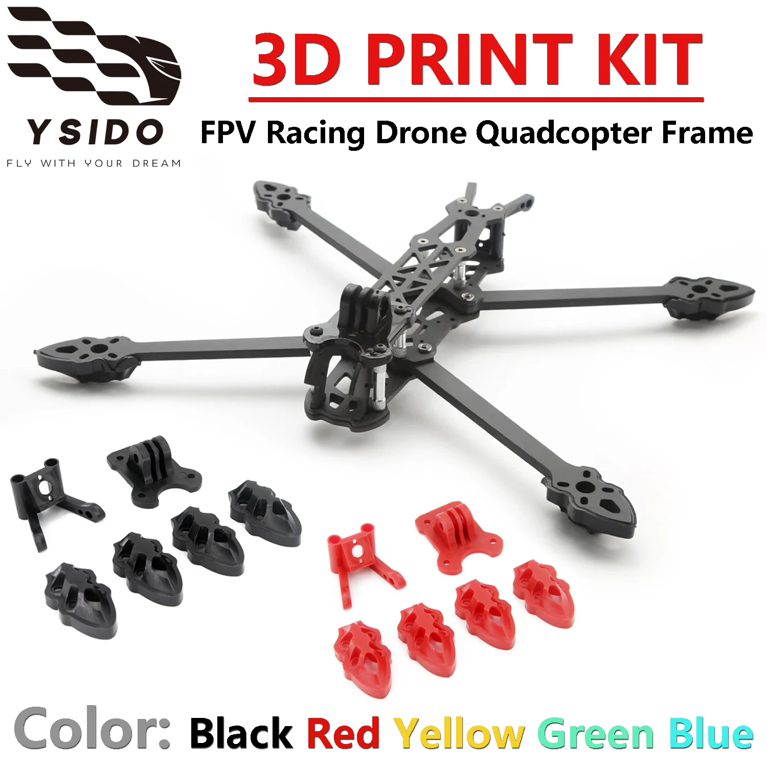 Kit de Impresión 3D para Marco FPV Mark4 de 5/7 Pulgadas, Base de Montaje para Cámara/Antena/Motor, Piezas para Dron de Carreras FPV RC Quadcopter