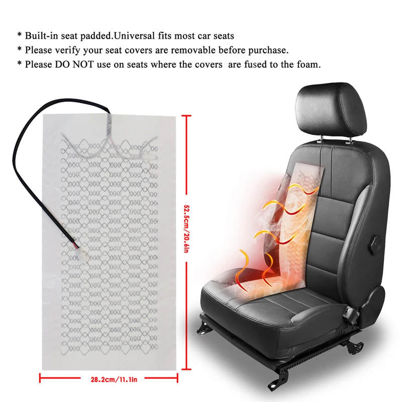 Kit de calentador de asiento de coche compatible con 2 asientos, almohadillas calefactoras universales de fibra de carbono de 12V, sistema de interruptor de Control Dual de 5 niveles, calentador de invierno