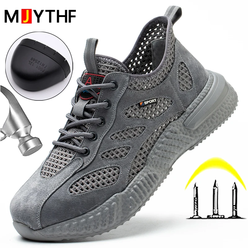 Zapatos de seguridad transpirables para el trabajo, zapatos con punta de acero, antiaplastamiento, antipuñaladas, zapatos indestructibles, botas de protección para hombre