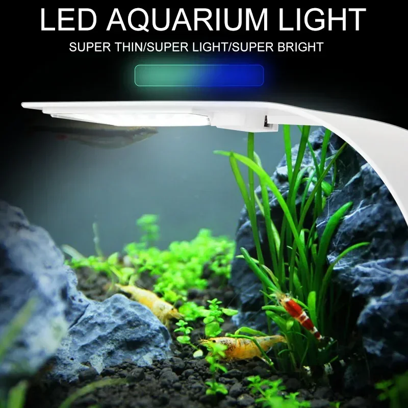 Luz LED súper delgada para acuario, iluminación para plantas, luz de cultivo de 5W/10W/15W, iluminación para plantas acuáticas, lámpara con Clip impermeable para pecera