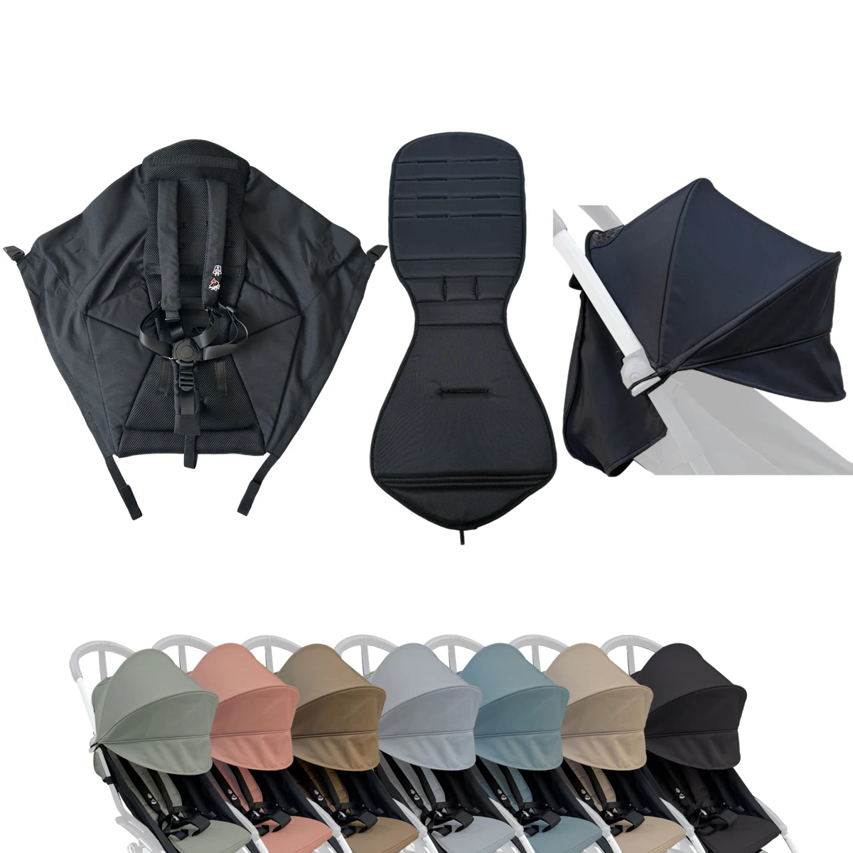 Accesorios de Repuesto para Carrito de Bebé MomTan: Capota Extendida, Cojín de Asiento y Base de Asiento para Babyzen YOYO Series y Stokke YOYO3