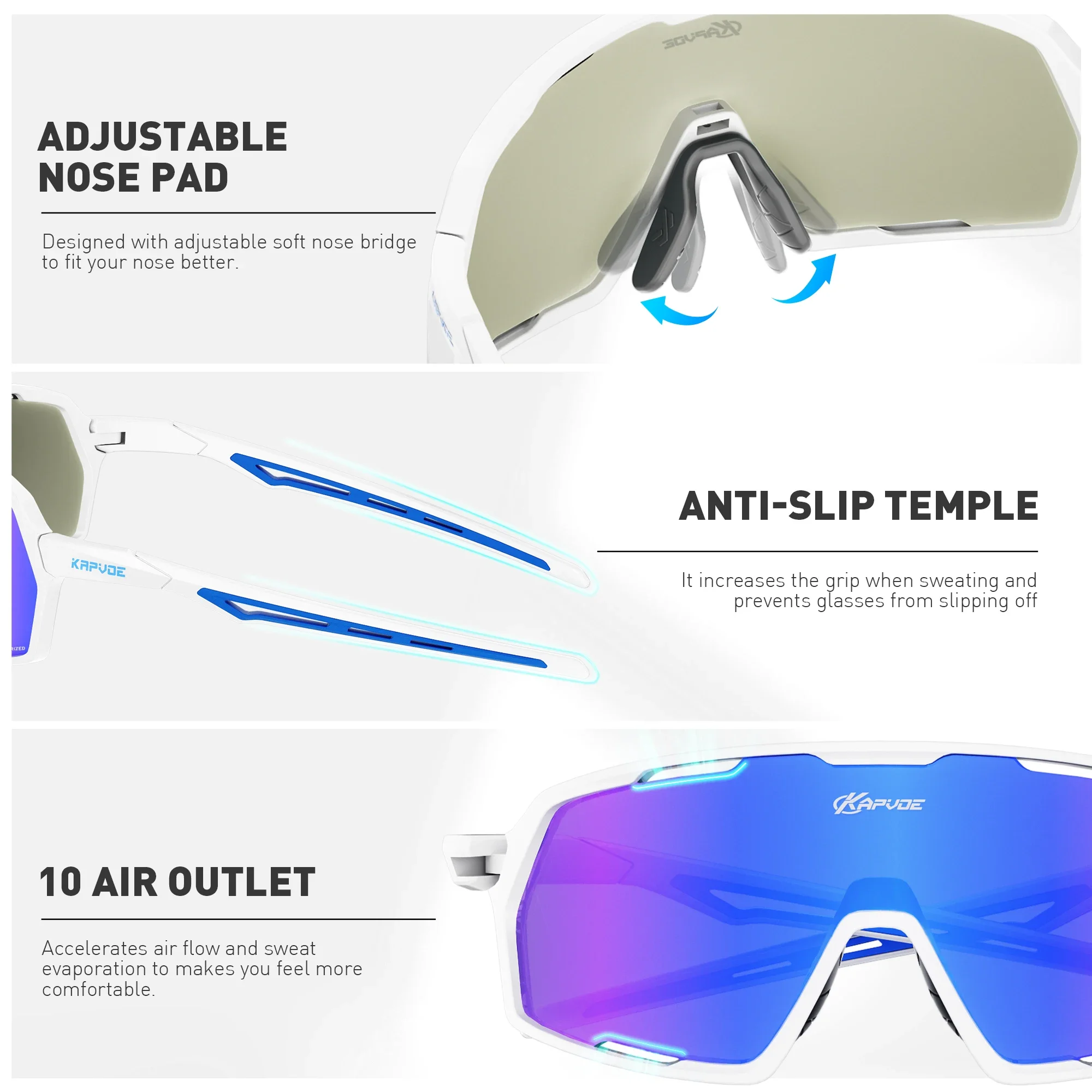 Kapvoe Nuevas Gafas de Sol para Hombre, Gafas Deportivas UV400 para Ciclismo, Gafas para Bicicleta de Montaña MTB, Gafas para Mujer, Gafas para Patinaje de Velocidad en Carretera