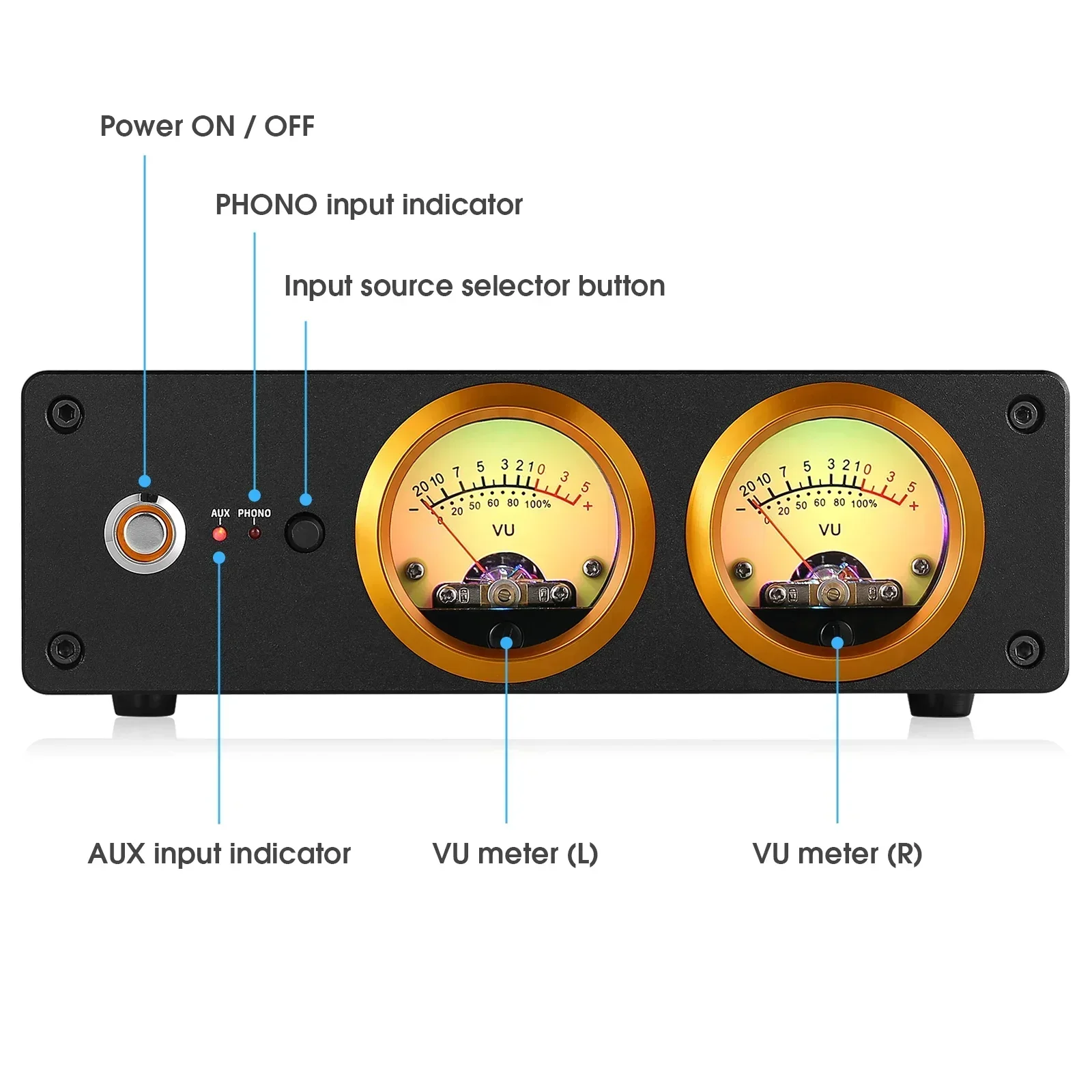 Douk Audio-Mini preamplificador de Audio T13 para tocadiscos, amplificador de auriculares de escritorio, reproductores de grabación, preamplificador con medidor de VU Dual, para el hogar MM