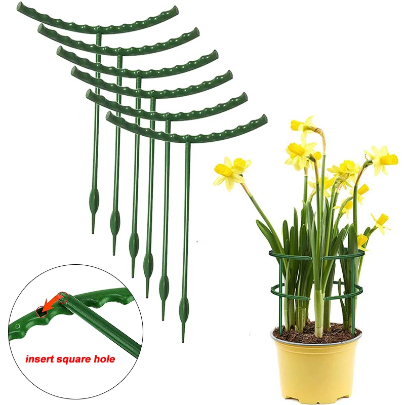 Jaula de soporte para plantas de jardín, soporte para flores, semicírculo de plástico, casa verde, varilla de fijación para huerto, herramienta para bonsái de jardinería