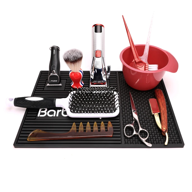 Tapete de mesa impermeable magnético de silicona para barbería, tijeras de peluquería, peines, cojín de almacenamiento, accesorios de herramientas profesionales para salón