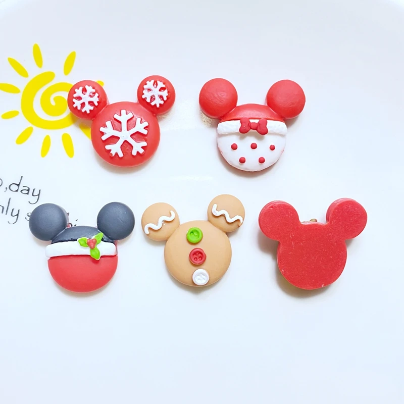 Mini cabujones de resina de dibujos animados de Navidad, accesorios de decoración artesanal de joyería, Parte posterior plana, álbum de recortes, 10 piezas