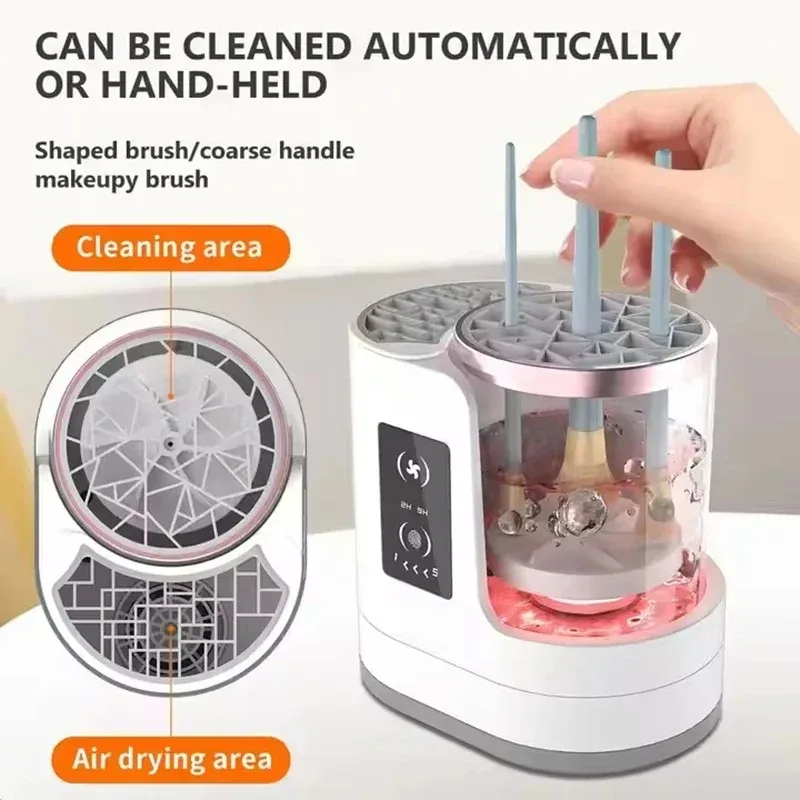 Máquina Limpiadora de Brochas de Maquillaje Eléctrica 3 en 1 con Secador de Brochas de Maquillaje, Soporte, Herramienta Limpiadora de Brochas Cosméticas Automática Portátil con USB