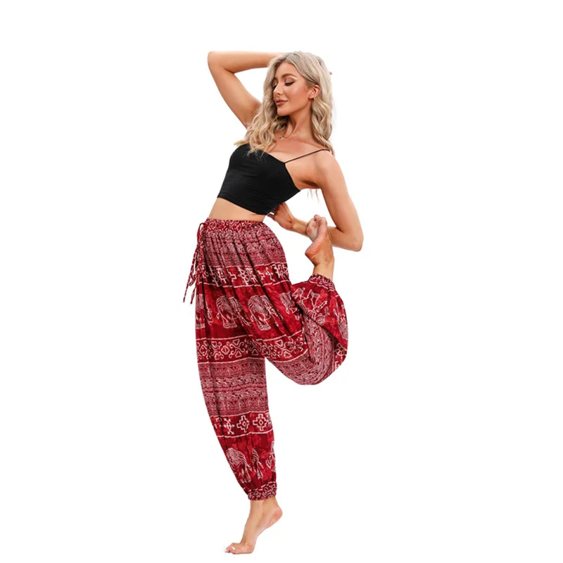 Pantalones De Yoga bohemios para Mujer, Hippie, Harem, estampado teñido, ropa De cintura alta, Pantalone De Mujer, Cintura Alta, Calca femenina, playa