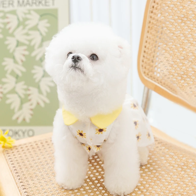 Vestido de princesa para perro, bonito vestido de malla para perro, gatito, cachorro, falda para mascota, vestido de verano para perro, lazo de encaje, ropa coreana para caniche, Chihuahua