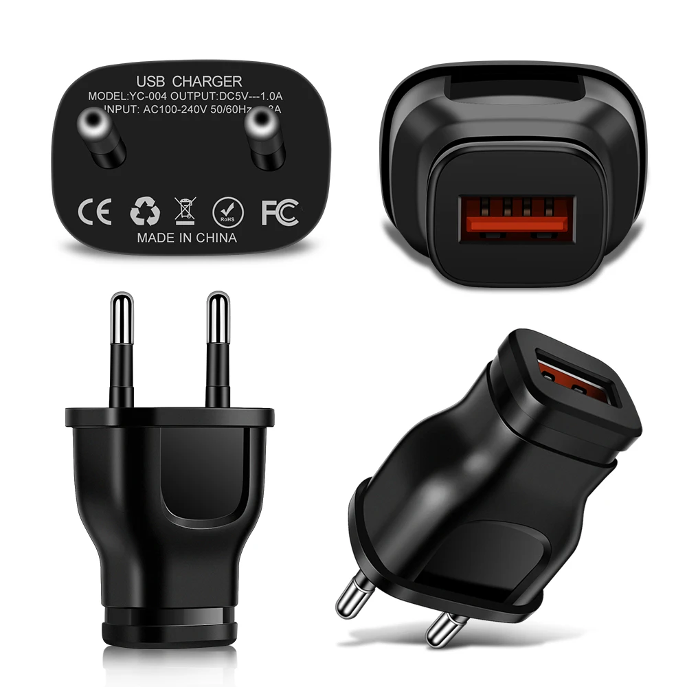 Puerto de cargador USB de 5V y 1A, cargador de fuente de alimentación, cargadores de pared, adaptador de corriente pequeño para Iphone, Samsung, Huawei, Xiaomi, Redmi Mobile