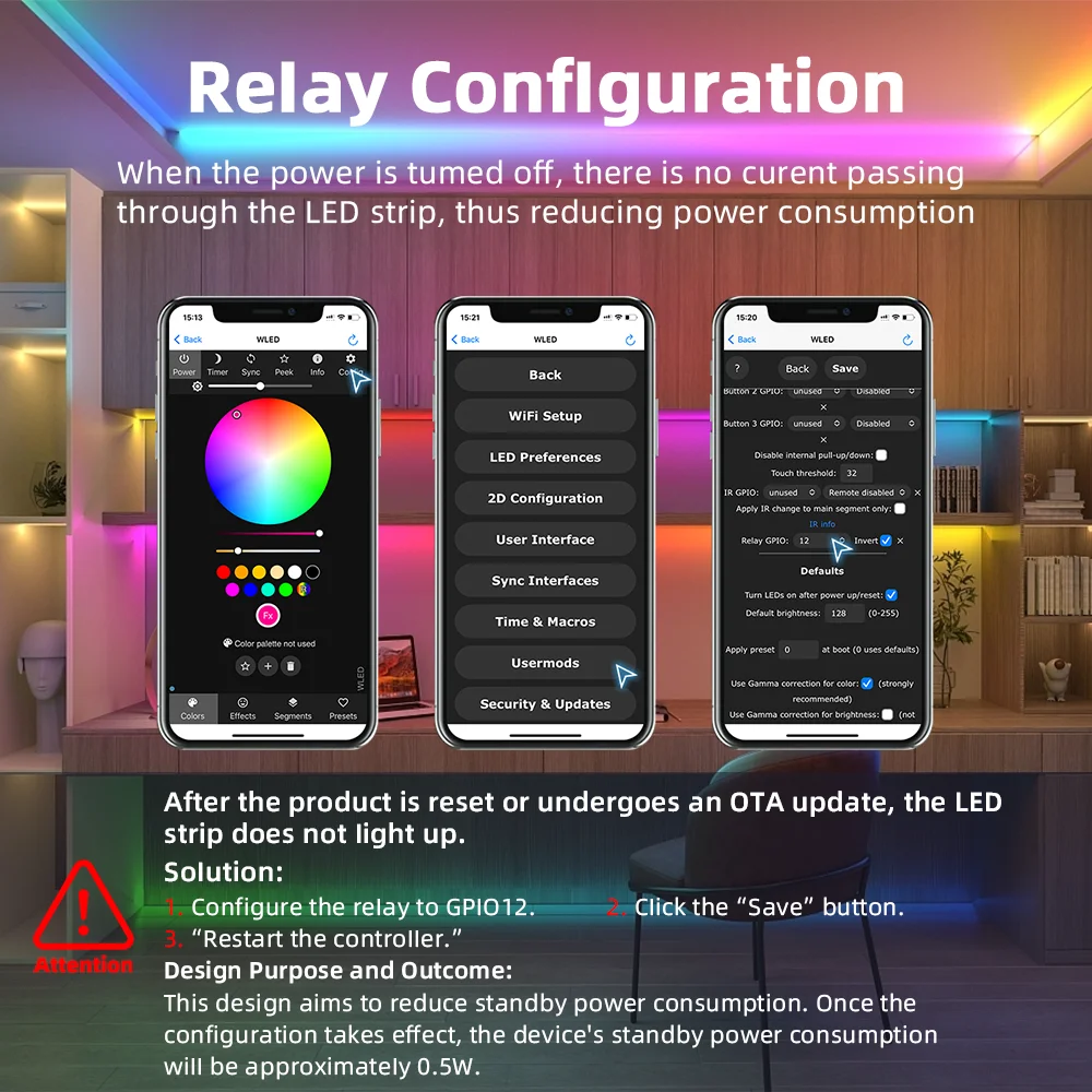 DOMRAEM ESP32 USB-C WLED controlador LED Digital RGB IC DIY APP 16A fusible funciona con HA/MQTT/Alexa WS2811/12/12B/14/05 Sk6812 tira