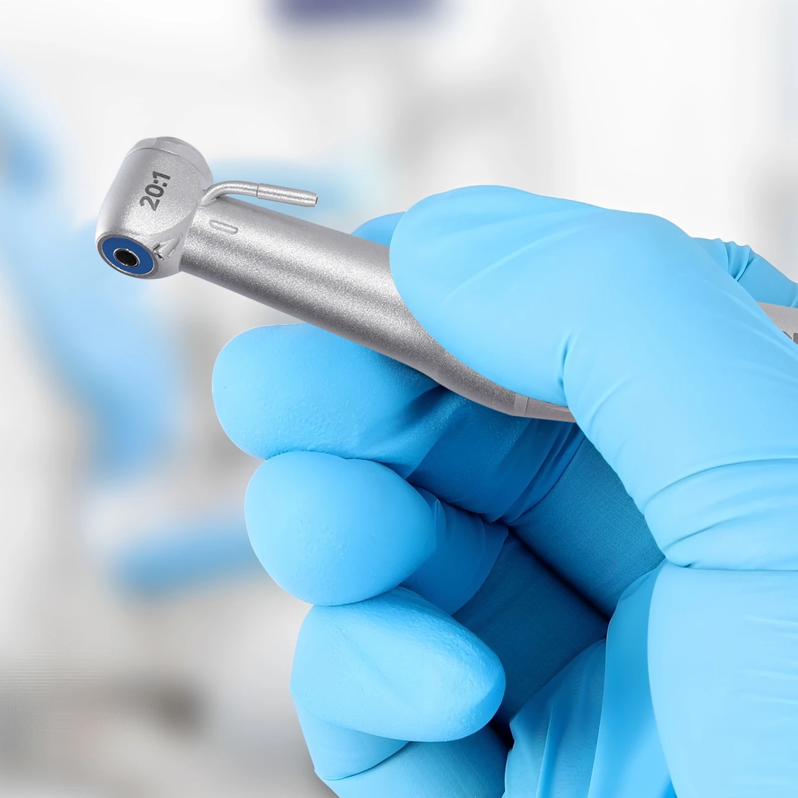 SANDENT 20:1 Contra-ángulo dental para implantes con botón pulsador, spray externo, compatible con motor tipo E