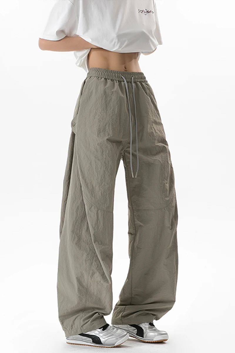Pantalones Jogger de Seda Helada para Hombre, de Verano, de Marca, a la Moda, Sueltos, de Pierna Ancha, Finos, Transpirables, de Secado Rápido, Largos