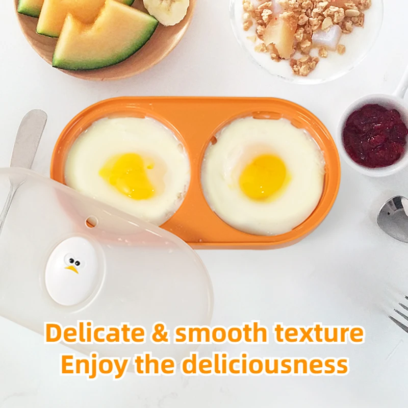 Cocedor de Huevos Doble para Microondas Joie, Caja para Huevos Fritos, Caja para Huevos al Vapor para Desayuno, Utensilios de Cocina para Huevos