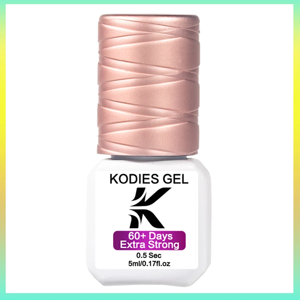 KODIES-pegamento profesional para pestañas, GEL de 5 piezas, 0,5 segundos, retención Extra fuerte, resistente al agua, pegamento para pestañas de elevación, adhesivo de cinta negra