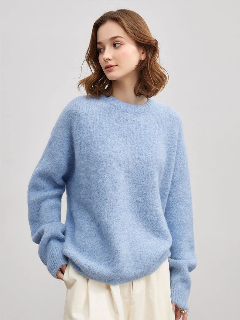SuyaDream Suéteres Cálidos de Alpaca para Mujer, Suéteres Holgados con Mangas Caídas, Suéter de Punto de Lana Cepillada, Top Otoño Invierno 2026