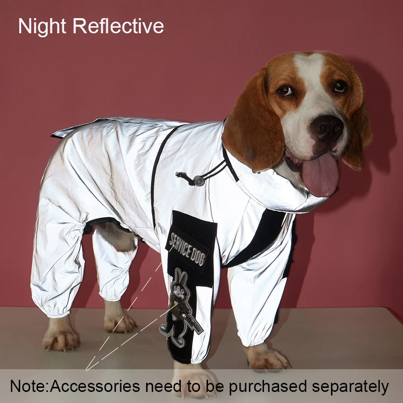 Chubasquero grande para perros al aire libre, chaqueta reflectante con protección solar, impermeable para mascotas, Sudadera con capucha, ropa impermeable para perros medianos y grandes, mono impermeable