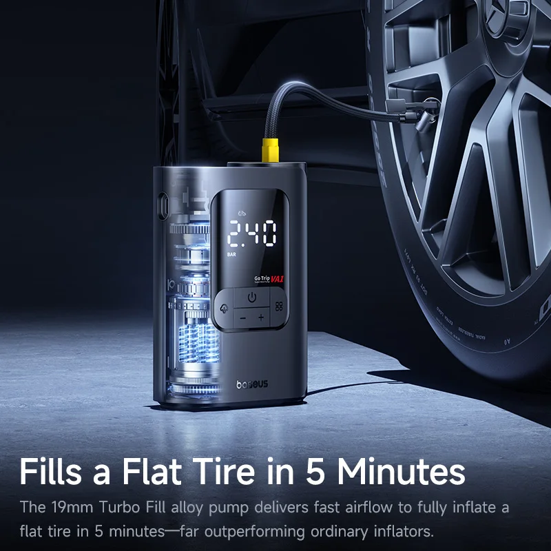 Baseus-bomba de aire inalámbrica para coche, compresor de aire portátil para coches, motocicletas, inflador de neumáticos eléctrico de bicicleta con pantalla Digital LCD