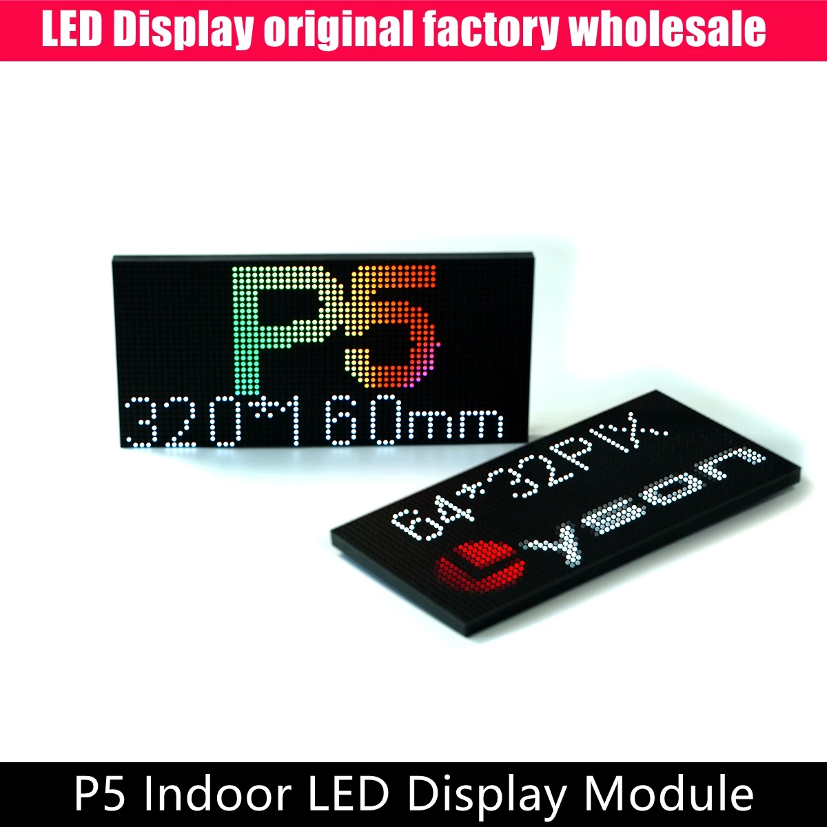 Panel de Pantalla LED de Video a Todo Color SMD Negro para Interiores P5, 320x160mm, 64x32 Píxeles, Módulo RGB de Alta Calidad a Bajo Precio