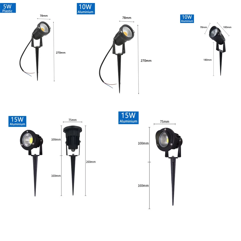 Luces LED para jardín, lámpara impermeable para césped para exteriores, 220V, 110V, 12V, 5W10W15W20W, bombilla con punta de paisaje, focos para camino de jardín con luz Led IP65