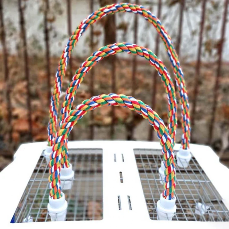 Juguete Molar para pájaros, cuerda de algodón duradera, perchas de pie para loros y mascotas multicolores para cacatúa, jaula para loros, juguete para pájaros y mascotas